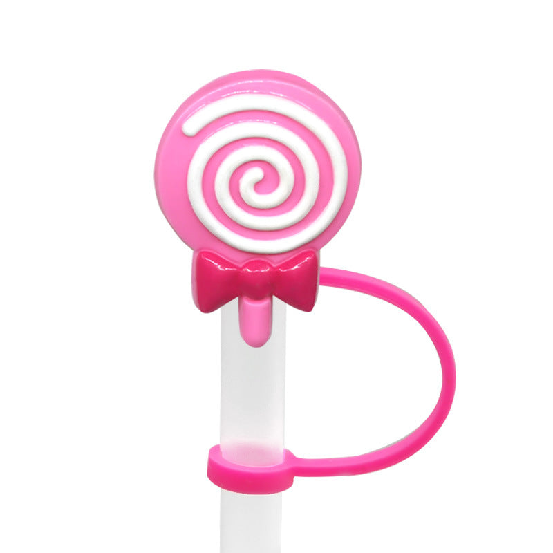 Wholesale 10pcs/pack Straw Cap Flower Fruit Straw Cover Silicone Dust Plug Party Straw